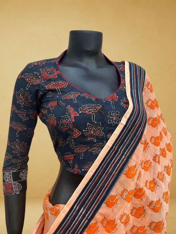 Mohar Blue Red Blouse-1